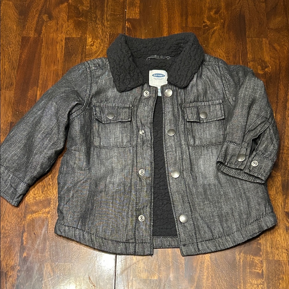 Old Navy Black Sherpa Lined Jean Jacket for 18-24 months